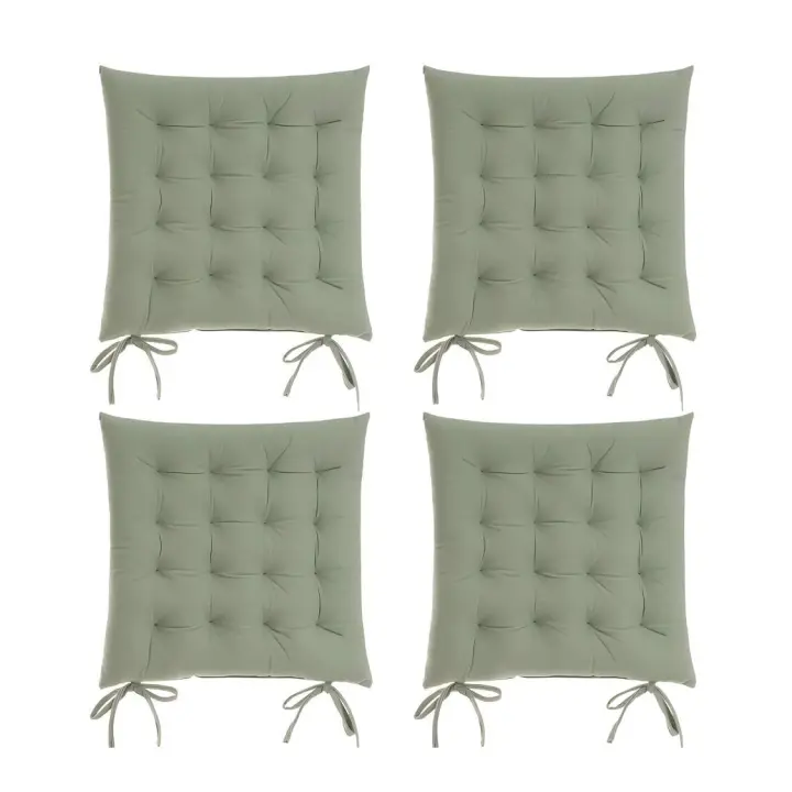 Dcasa Set de 4 cojines acolchados para silla verdes de antelina de 40x40 cm - 1