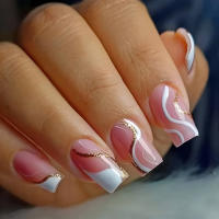 Uñas Postizas De Navidad 24 Pcs Tamaño Medio Patrón De Copo De Nieve Y Brillo Uñas Artificiales Brillantes Para Dedos Manicura Falsa - details 9
