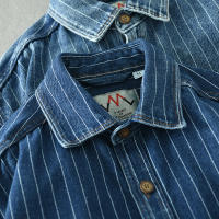 Camisa De Mezclilla Clásica Retro Para Hombre Con Mangas Largas Lavada De Talle Suelto Azul Tendencia plus Size Camisa Casual - details 4