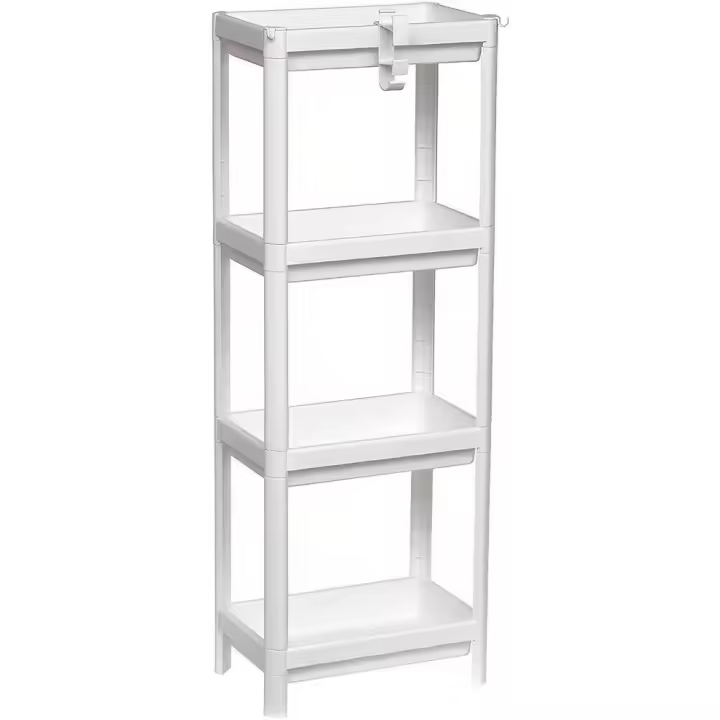 Maxia Market Mueble de Baño Estantería plástico de almacenamiento 4 niveles con gancho 35,5 x 23 x 100 cm - 1