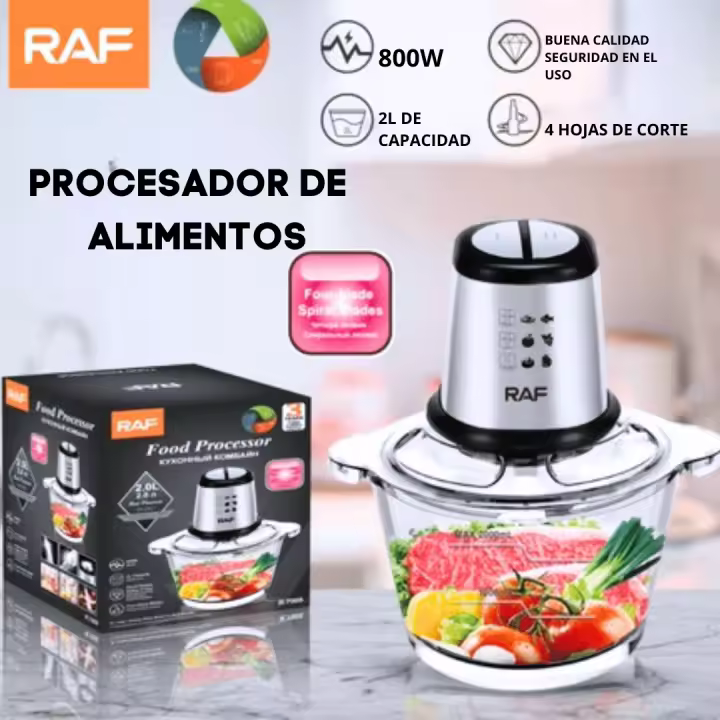 Picador Procesador de Alimentos RAF 2 Litros de Capacidad 800W de Potencia - 1