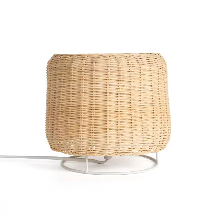 LEDKIA LIGHTING - Lámpara de Mesa de Ratán Gondia | Diseño Mediterráneo | Fabricación Artesanal | Potencia Máxima 40W | IP20 Interior | Versátil y Portátil, Natural, Mimbre - 1