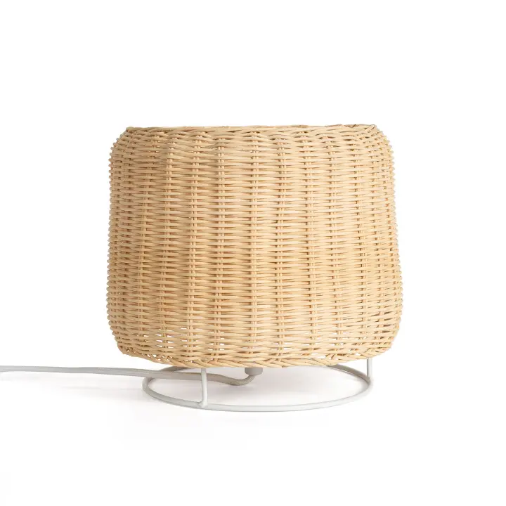 LEDKIA LIGHTING - Lámpara de Mesa de Ratán Gondia | Diseño Mediterráneo | Fabricación Artesanal | Potencia Máxima 40W | IP20 Interior | Versátil y Portátil, Natural, Mimbre - 1