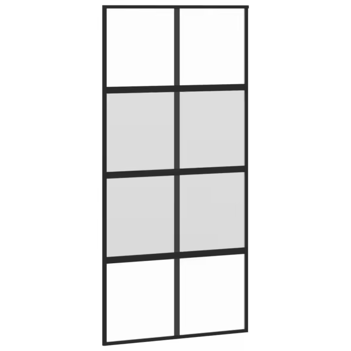 vidaXL Puerta Corredera Panel de Granero Hogar Vidrio Templado y Aluminio Negra Dimensiones 76 x 205 cm, 90 x 205 cm, 102.5 x 205 cm - 1