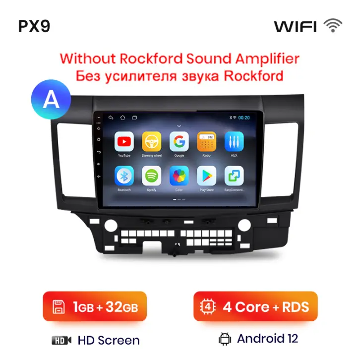 AWESAFE PX9 inalámbrico CarPlay Android Auto Radio para Mitsubishi Lancer 2007 2008 2009 2010 2011 2012 coche reproductor multimedia GPS 2 din autoradio volante controles RDS Bluetooth - 1