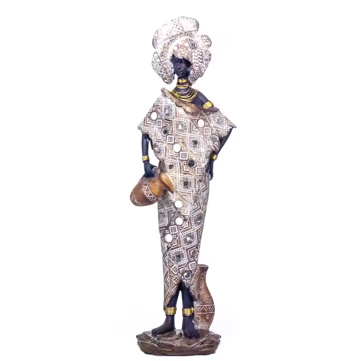 Signes Grimalt Figura Africana | Figura de Africana Dorado Etnico 47X9X14cm - 1