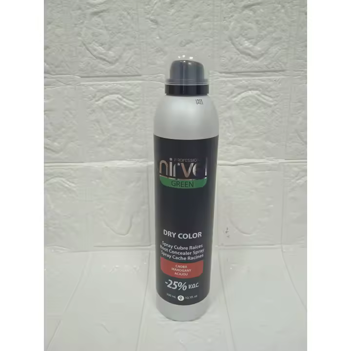 Nirvel cosmetic GREEN DRY COLOR Spray cubre raíces caoba - 1