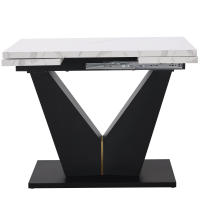 Juego de Mesa de Cocina (5 piezas), juego de Mesa de Coque-with 4 Sillas, juego de Mesa de Cocina Moderna-With Mesa retrácthil, Mesa de Mármol Blanco, coque de terciopelo Gris - details 1