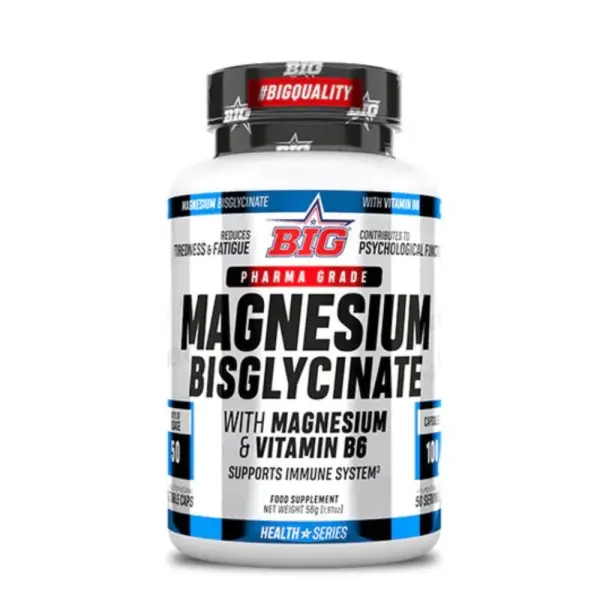 Big - Magnesium Bisglycinate - 100 caps. - Magnesio quelado - 100 cápsulas de Magnesium Bisglycinate - Facilita la absorción y apoya la función muscular. - 1