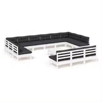 VIDAXL 3097242 muebles modulares de jardín y terrazas con 14 piezas fabricadas en madera maciza color blanco vida xl - 1
