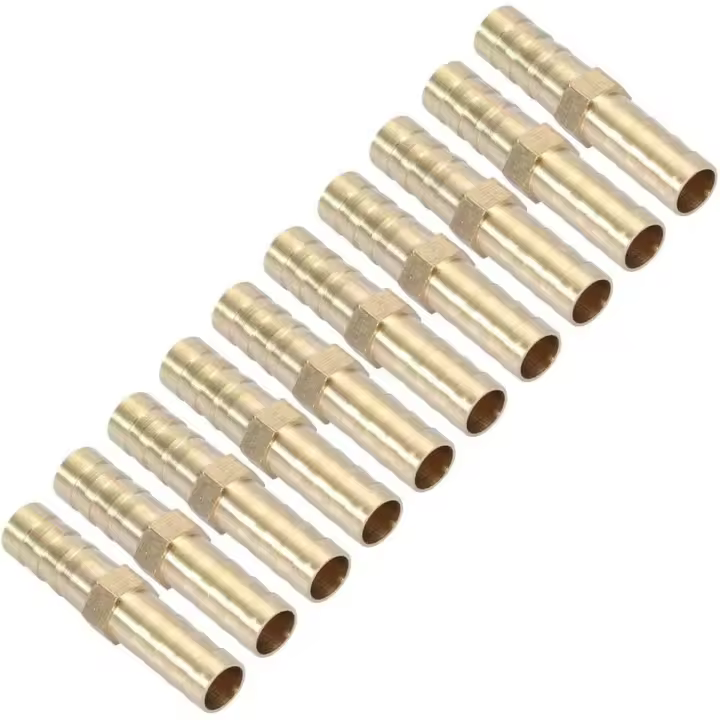 10 piezas de conector recto con púas, adaptador de tubo recto de dos vías, conector de tubo de unión de latón - 1