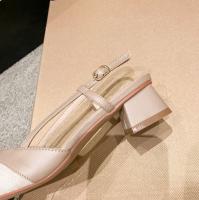 Sandalias de mujer nuevo puntiagudo color nude tacones altos verano zapatos de mujer tacón grueso zapatos individuales 5cm - details 3