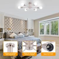 Lámpara De Techo Estilo Nórdico De Hierro Con 6 Luces Para Decoración De Piso Bajo Sala De Comedor Y Sala De Estar Compatible Con Voltaje AC85-260v E27/E26 - details 9