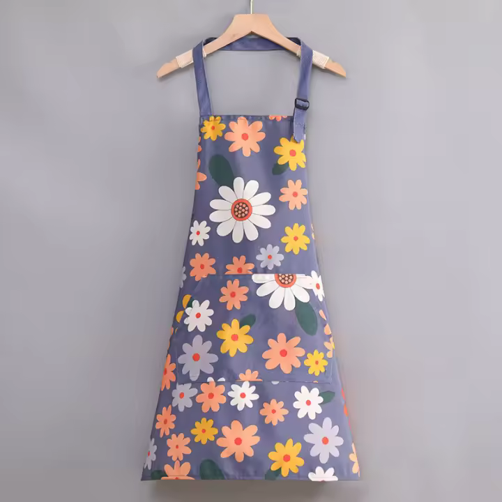 Delantal De Cocina Para Mujer Con Estampado De Girasol De Dibujos Animados Verano Ajustable Antigrasa Sin Mangas Material De Algodón - 1