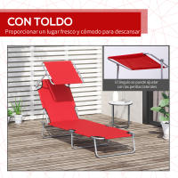 Outsunny Tumbona de jardín Plegable con Toldo Desmontable y Regulable Respaldo Reclinable para Jardín Terraza Acampada al Aire Libre 187x58x36 cm - details 8
