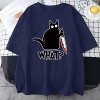 Camiseta De Algodón Para Hombre Killer Black Cat Con Impresión Creativa Y Humor Corta Manga Oversized Vintage Para Todo El Año - details 6