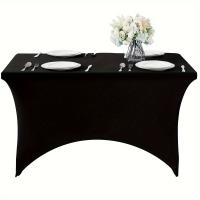 Mantel Rectangular De Poliéster Blanco/ Negro Alta Elasticidad Para Bodas Fiestas Masajes Hotel Cumpleaños Cubierta De Mesa - details 4