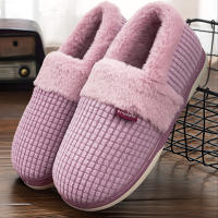 Zapatillas De Casa Para Mujer Invierno Antideslizantes Algodón Cálidas Plush Para Parejas Zapatos Internos Transpirables Talla Verdadera - details 19