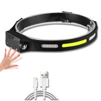 Linterna Frontal LED COB XPE Con Batería Integrada Recargable USB Para Correr Por Noche Y Camping Luz Blanca Roja Alta/Media/Baja Impermeable Negro - details 1