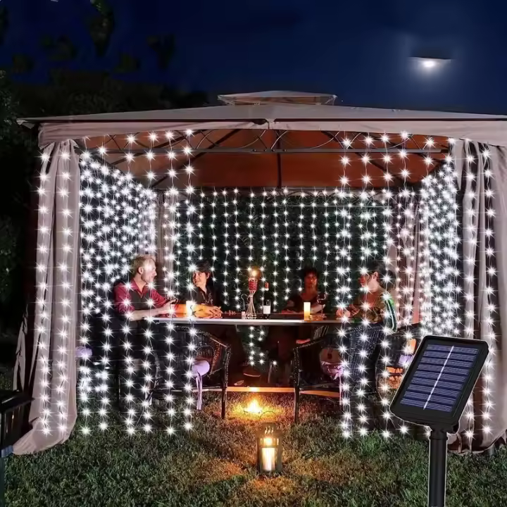 Luces De Cadena LED Para Cortinas Exterior Solar Jardín Pavilion Ventana Decoración De Fiesta De Boda De Navidad De Ramadán Luz Colgante De Vacaciones - 1