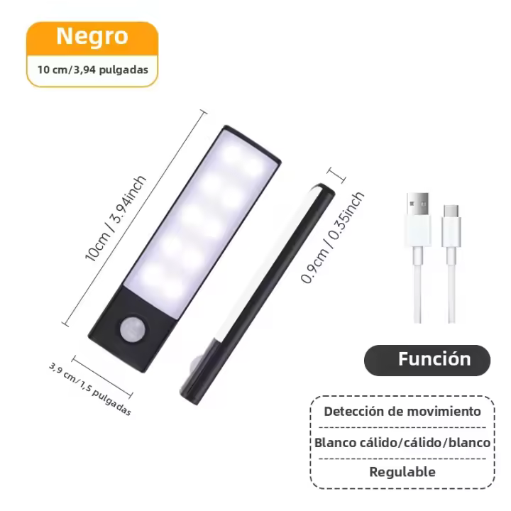 Lámpara Nocturna LED Recargable Por USB Con Sensor De Movimiento Luz Sin Cable Para Armario Cocina Iluminación De Emergencia Rectangular - 1