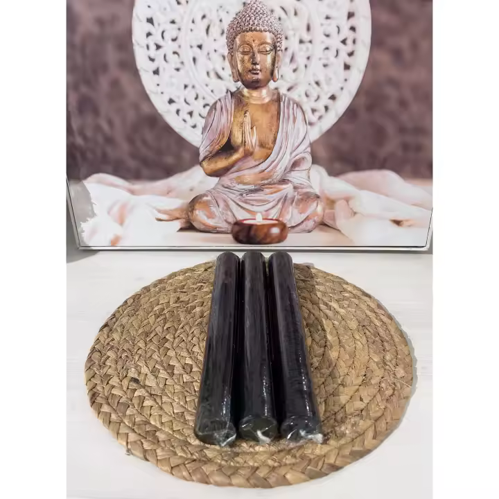 velas y aromas s.l ; Pack de 3 velas bujía gorda de aromaterapia Miel, Palo santo, Ruda, Mejorana; vela artesanal fabricado en España, Duración 20horas aprox. - 1
