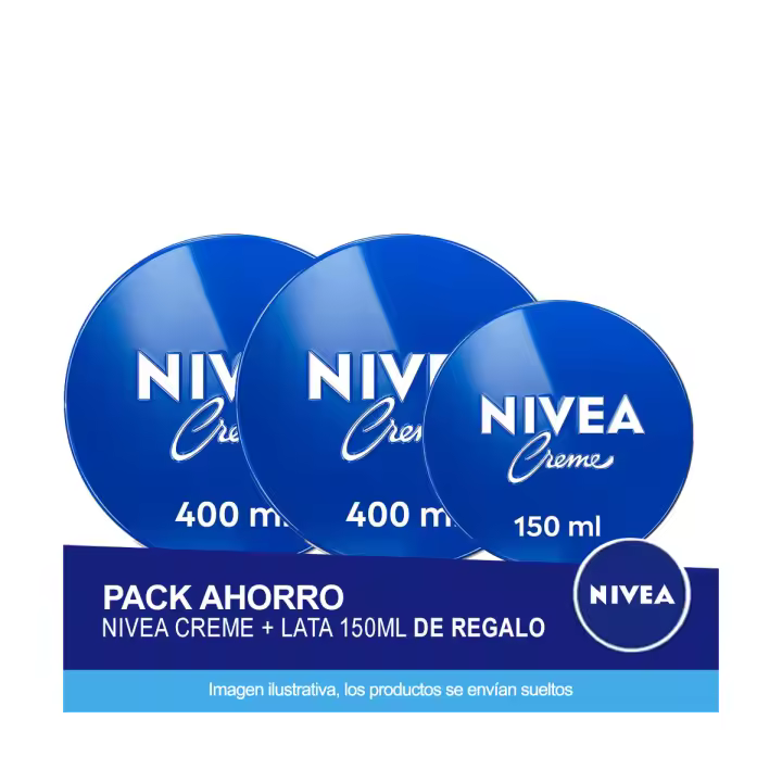 NIVEA Pack ahorro NIVEA CREME crema hidratante multiusos: Contiene 2 latas de 400ml + Lata de 150ml de REGALO - 1