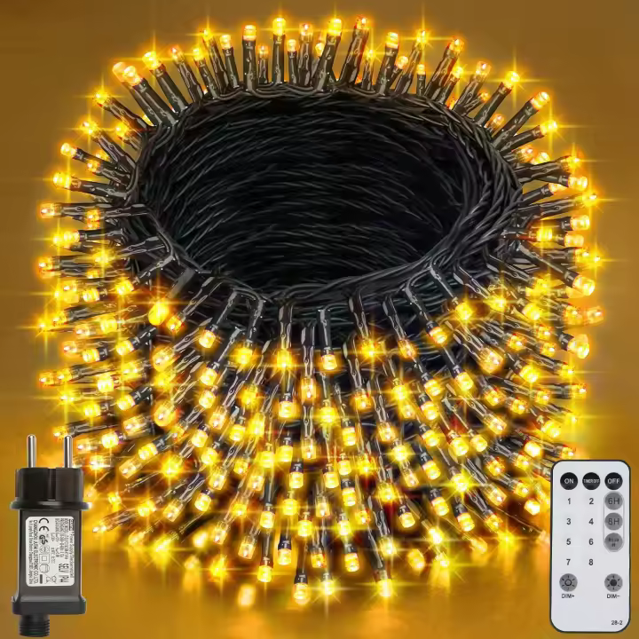 Luces de Navidad, 38,2 M 320 LED Luces de Arbol de Navidad, 8 Modos con Función de Memoria y Control Remoto Luz Cadena Ligera Navidad para Jardín, Balcón, Interior, Boda, Fiesta - Blanco Cálido - 1