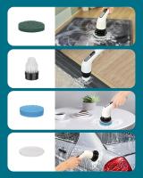Cepillo De Limpieza Eléctrico: Limpieza Giratorio Eléctrico with 7 Cabezales De Cepillo De Repués-Fregadora Hogar - Baño Brush 2 Velocidades Ajustables Mango Extensión Ajustable Blanco - details 6