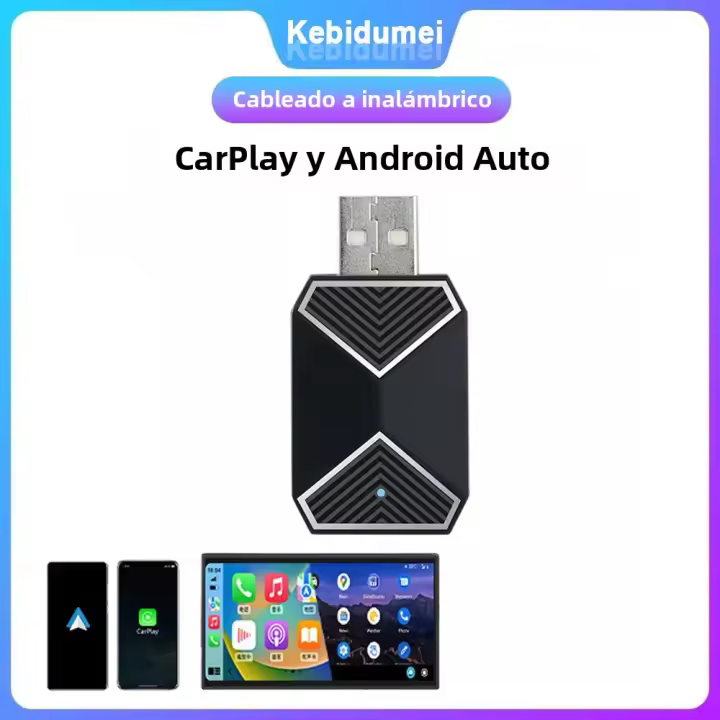 Adaptador Wireless Carplay En 1 Para Coche Android Auto Smart AI Box USB Plug&Play Accesorios Para Carro Con Cable - 1