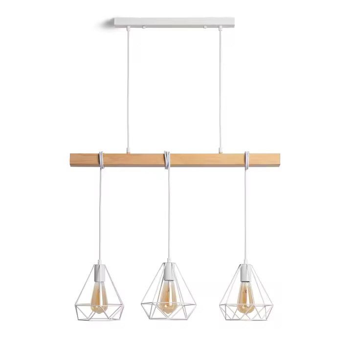 LEDKIA LIGHTING - Lámpara Colgante Sardo 3 Focos | Estilo Industrial Retro | Compatible con Bombillas E27 | Altura Regulable | IP20 para Interiores, Negro, Metal - 1