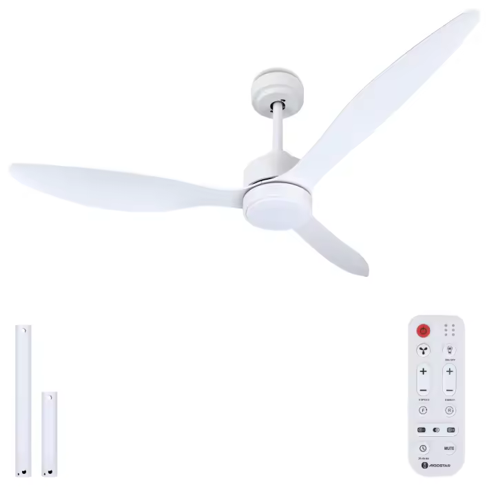 Aigostar Ventilador de Techo con Luz Silencioso 52″, Motor DC Reversible 40W, Mando a Distancia, 6 Velocidades, Luz Regulable (2700K-6500K), Ideal para Dormitorio, Sala o Cocina. Ø132 cm - 1