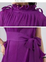 Vestido Largo De Color Sólido Para Mujer Miyake Estilo Bandage Sin Mangas Diseño De Pliegues A-Line Casual Para Fiestas Noche - details 12