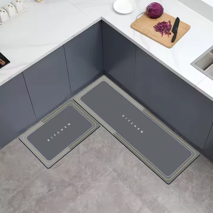 VIKAMA Alfombra De Cocina Absorbente Y Antideslizante Para Entrada Baño Y Pasillo Material De Poliéster 100% Resistente Al Desvanecimiento Y Lavable a Mano Y Máquina - 1