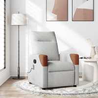 vidaXL Sillón reclinable de masaje de tela en color Gris claro/Gris nube/Crema y más - details 1
