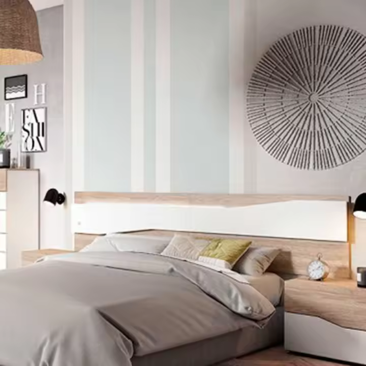 Cabecero Nantes con luz LED para cama de matrimonio blanco/sahara 50x220x4,8 cm - 1