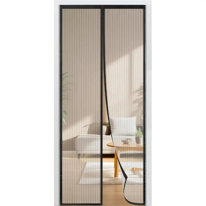 Mosquitera Puerta Magnética 70x210㎝, Mosquiteras Para Puertas, Cierre Magnético Automático Para Puertas De Balcones, Sótanos Y Terrazas, Fácil Instalación Sin Taladrar. Negro - 1