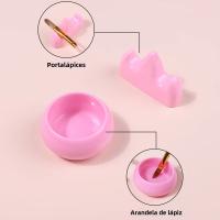 Set Profesional De Limpieza De Uñas Con Contenedor De Líquido Y Polvo Acrílico Soporte Para Taza De Uñas Herramientas De Manicura En Color Rosa - details 3