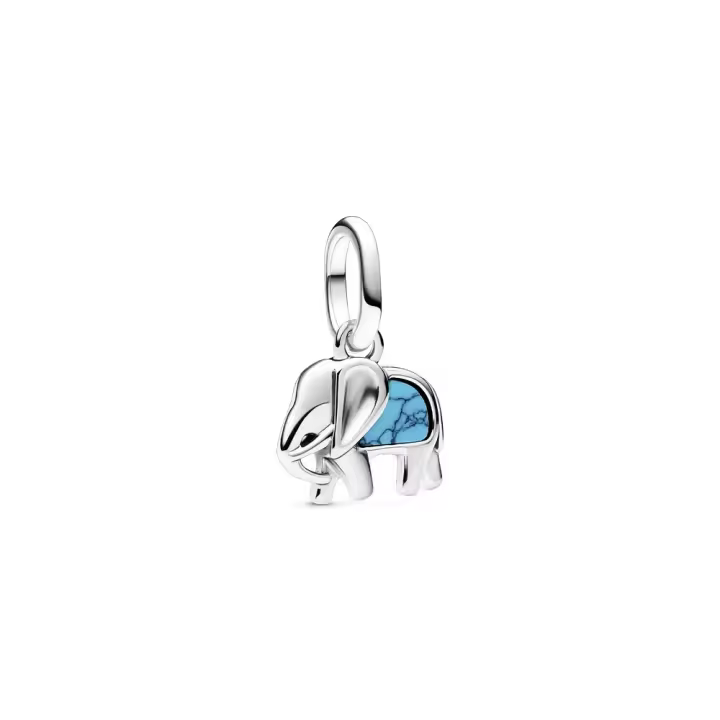 Colgante de Elefante de Turquesa Mini Plata Esterlina Novedad para Mujeres Encanto de Hogar - 1