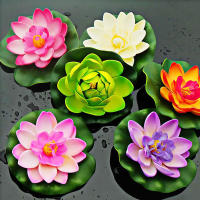 Ornamento De Loto Artificial Para Acuario Y Jardín Plantas Flotantes De Loto Coloridas 10/18cm Decoración De Paisaje Acuático - details 7