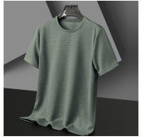 Camiseta Polo Corta Para Hombre Algodón Transpirable Estilo Casual Solido Con Splicing Redondo Cuello Tejido De Encaje - details 17