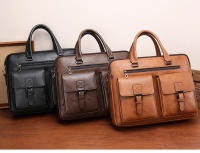 Bolso De Negocios Para Hombre De Lujo En Cuero PU Bolso De Mano Para Laptop Y Archivos A4 Estilo Oficina Y Almuerzo - details 1