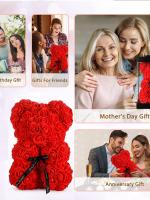 Oso De Rosas Teddy Regalo Para Mamá Novia Cumpleaños Aniversario Valentines Day Mujer Juguete De Muñeco Artificial De Flores Rojas - details 3