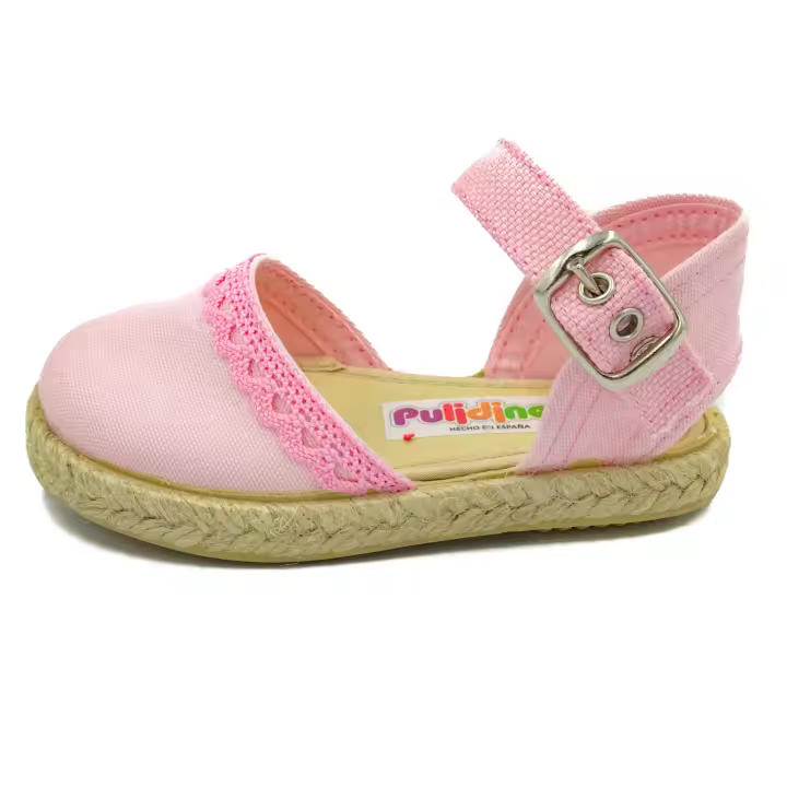 Esparteña De Niña Con Puntilla Para Bebe Y Niña Con Hebilla - 1