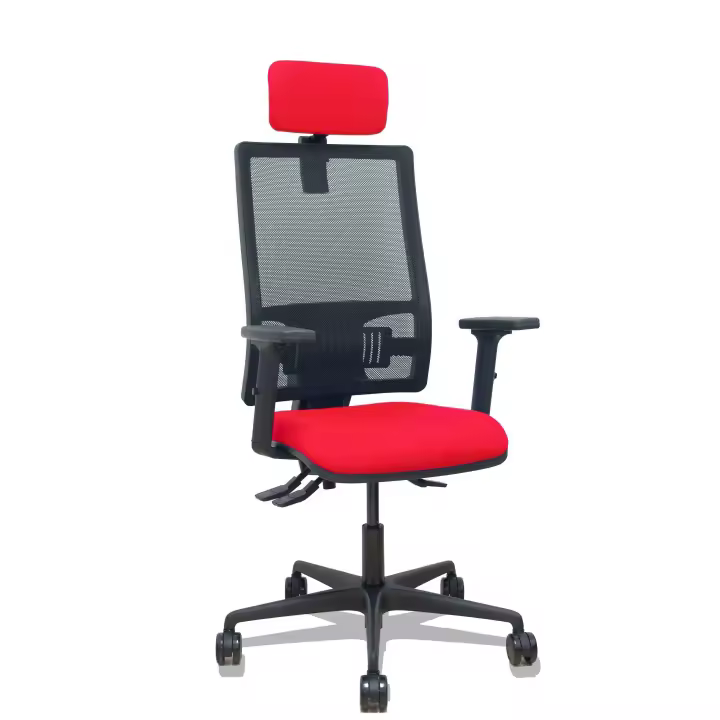 Silla Bormate asincro malla negra asiento bali rojo brazos 2D ruedas 65mm cabecero regulable - 1