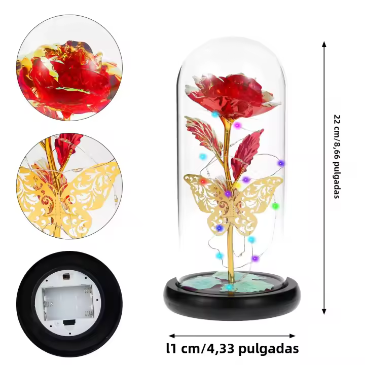 Lámpara De Noche Con Rosas Artificiales Y Mariposas LED Regalo Para Mujeres Y Niñas Luces Atmosféricas De Colores - 1