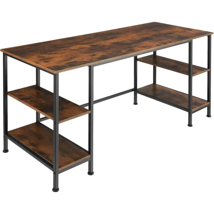 Escritorio para Ordenador, Mesa para despacho, Mueble de Oficina, Mesa ejecutiva Estilo Industrial (Madera Industrial Oscura, rústica) - 1