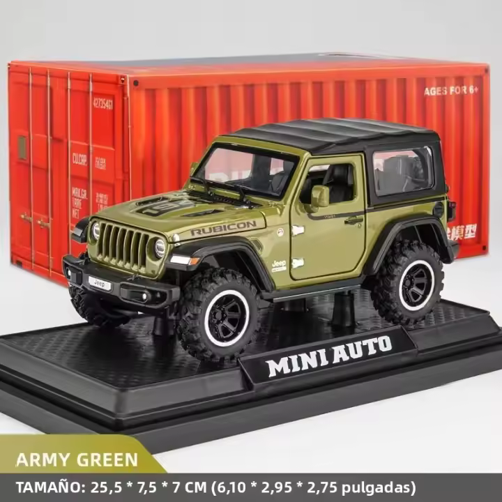 Coche De Juguete a Escala 1/32 Para Niños Y Adultos Con Puertas Abatibles Y Luz Vehículos Metálicos Para Wrangler Off-Road 7 Puertas - 1