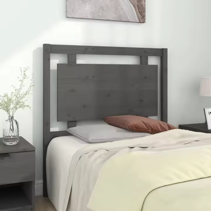 vidaXL Cabecero de cama madera maciza de pino gris 95,5x4x100 cm - 1