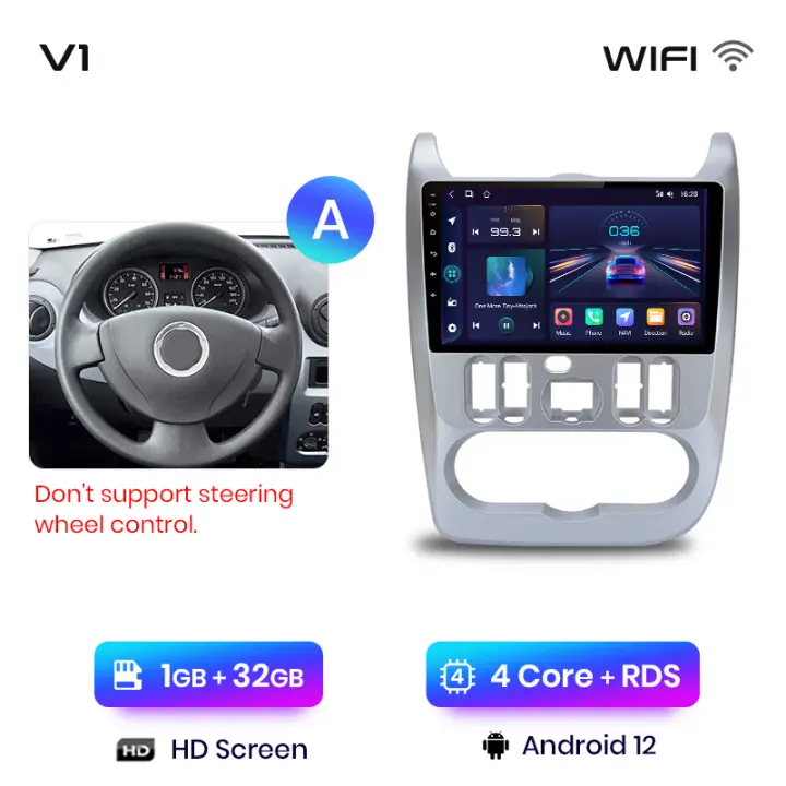 Junsun Radio Coche para Renault Logan 1 Sandero 2009 2010 2011 2012 2013 Inalámbrico CarPlay Android Auto AI Voice 2 din Pantalla Coche Android Auto Multimedia Navegación GPS Auto radio - 1